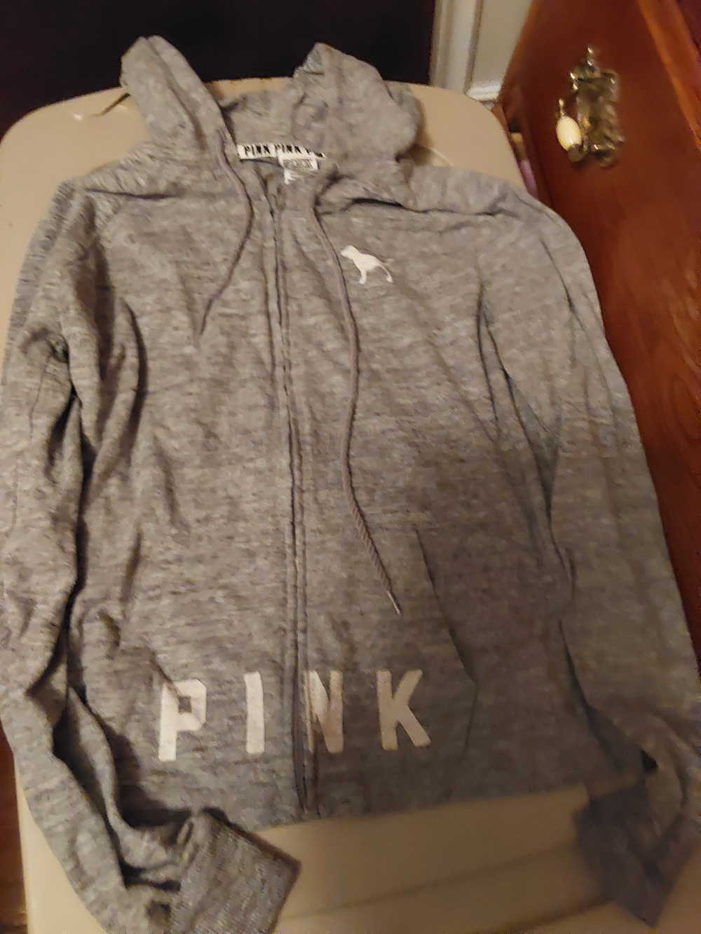 PINK Victoria's Secret Gray Full-Zip Hoodie